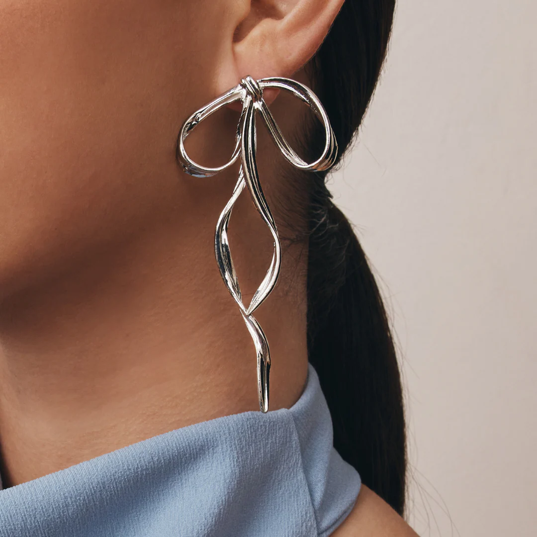 Allegra Bow Earrings (Gold & Silver) - Image 4
