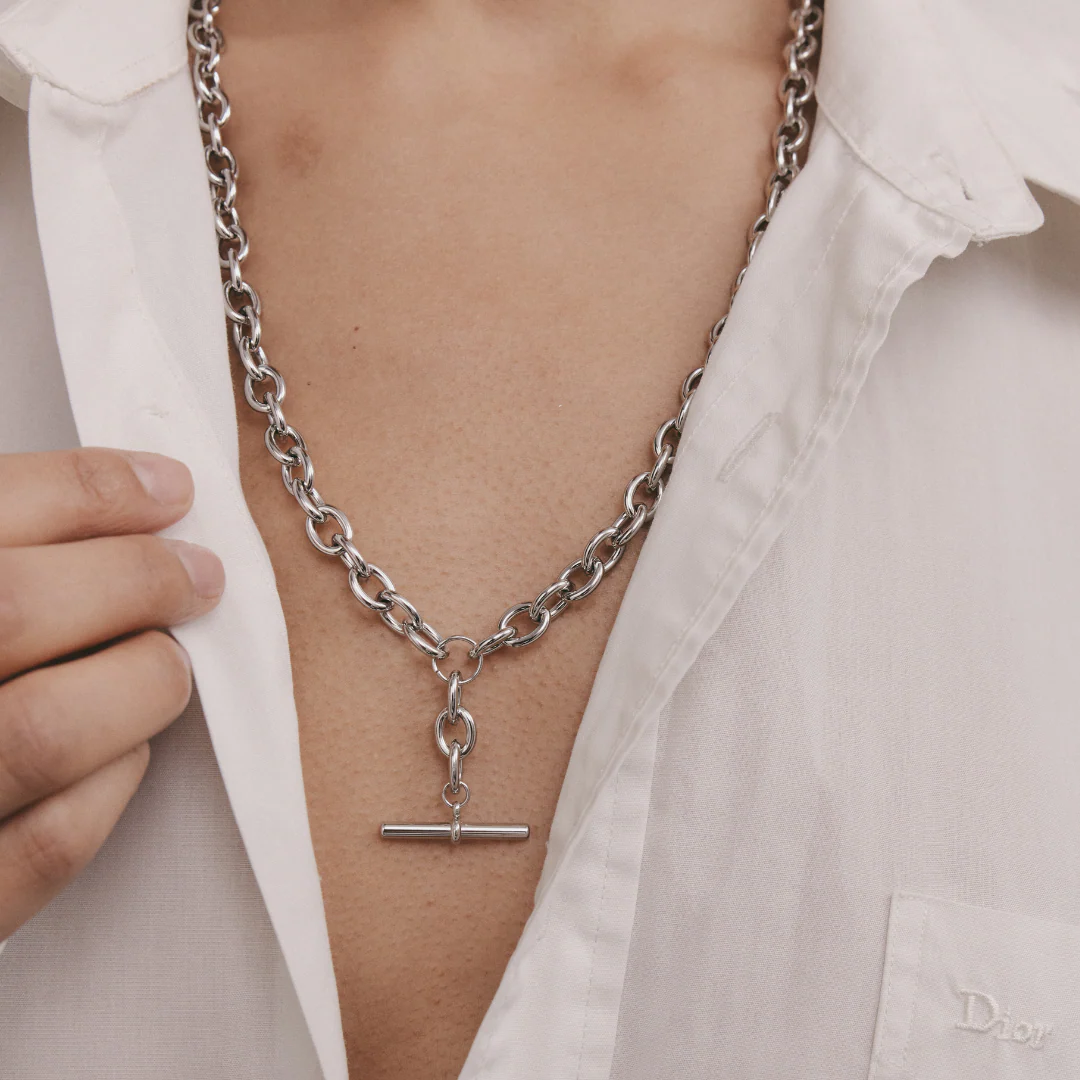 Chunky Fob Necklace (Silver) - Image 5