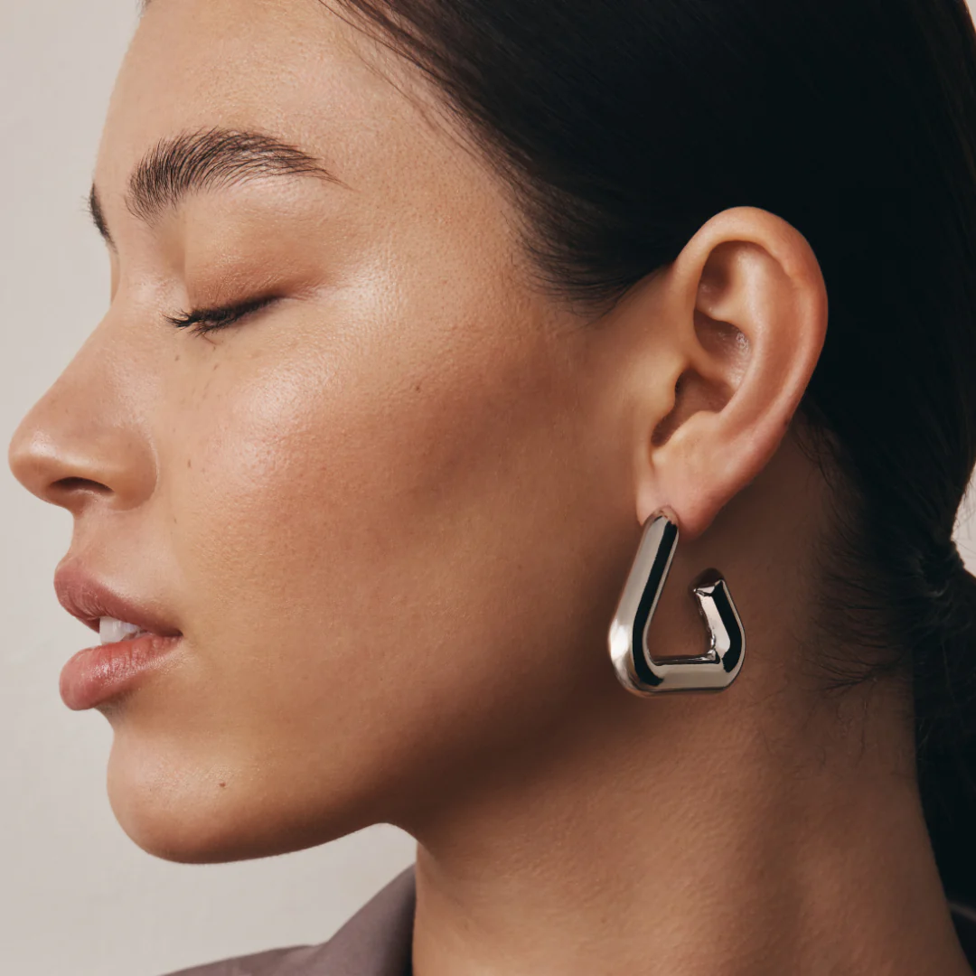 Eliza Triangle Hoop Earrings (Gold & Silver) - Image 3