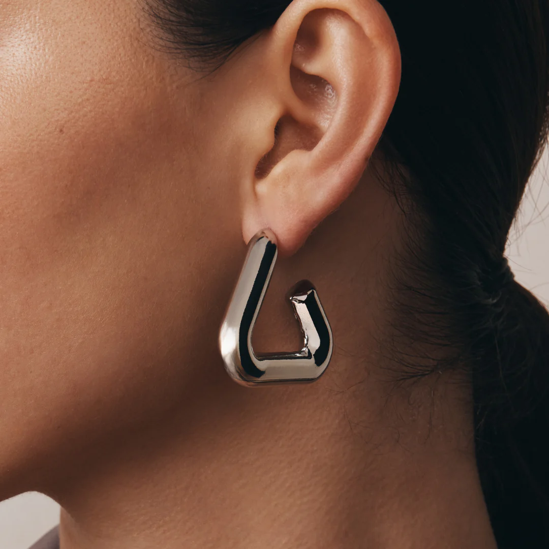 Eliza Triangle Hoop Earrings (Gold & Silver) - Image 4