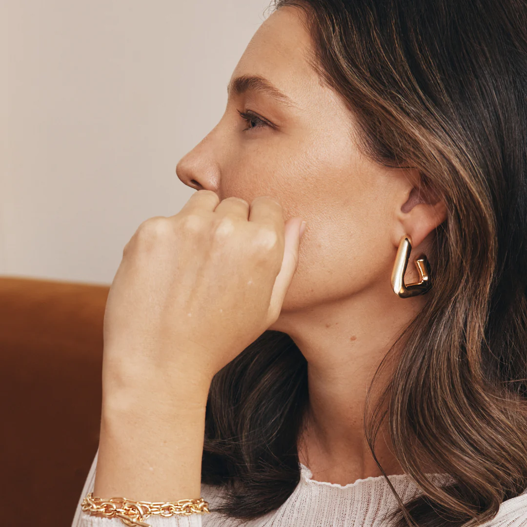 Eliza Triangle Hoop Earrings (Gold & Silver) - Image 5