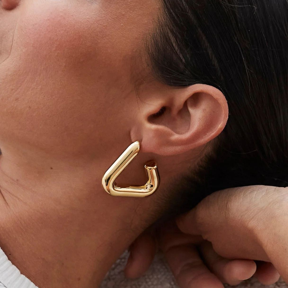 Eliza Triangle Hoop Earrings (Gold & Silver) - Image 6