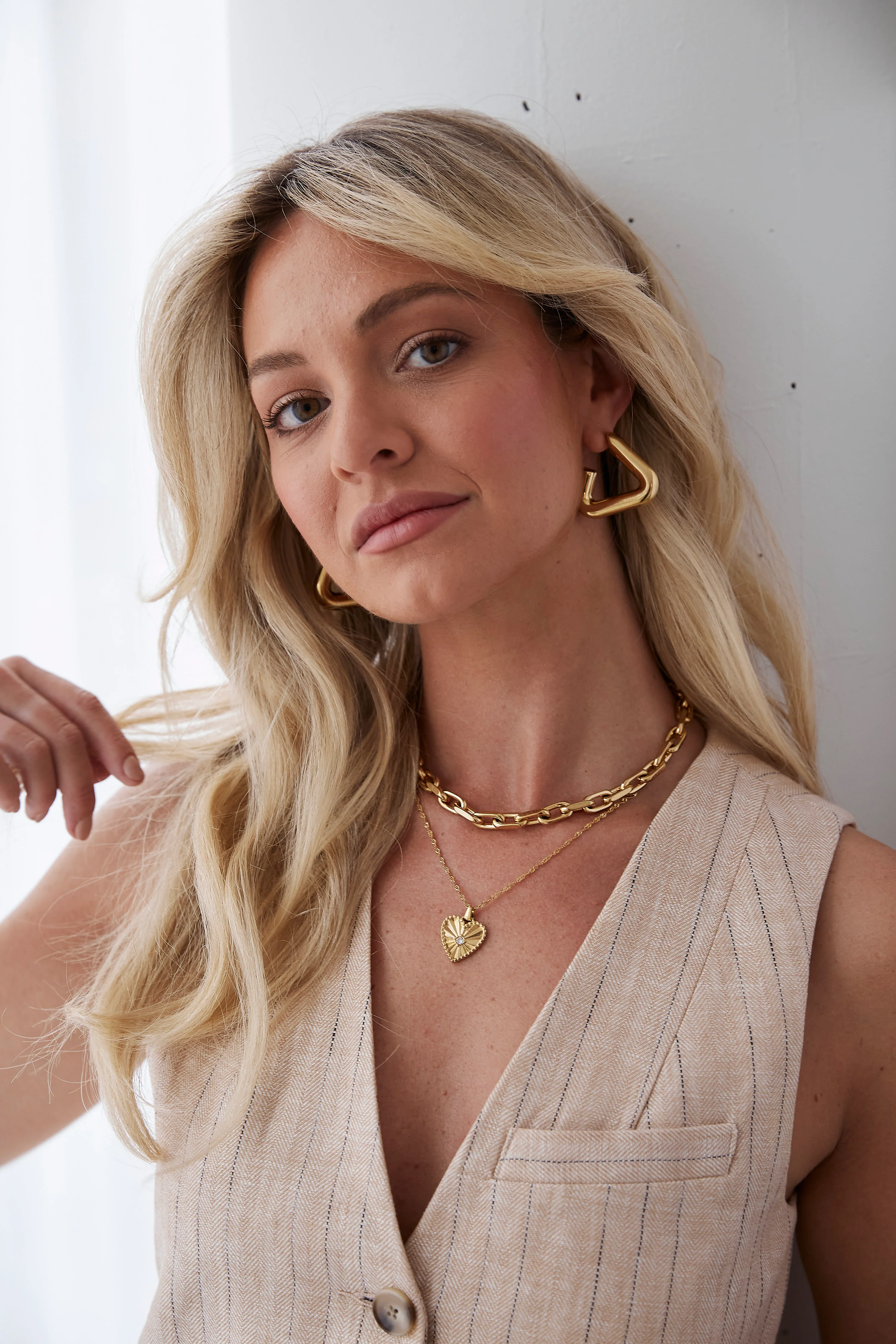 Eliza Triangle Hoop Earrings (Gold & Silver) - Image 9