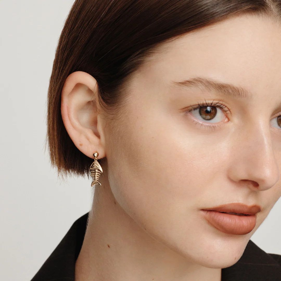 Sardinia Fish Earring - Gold - Image 3