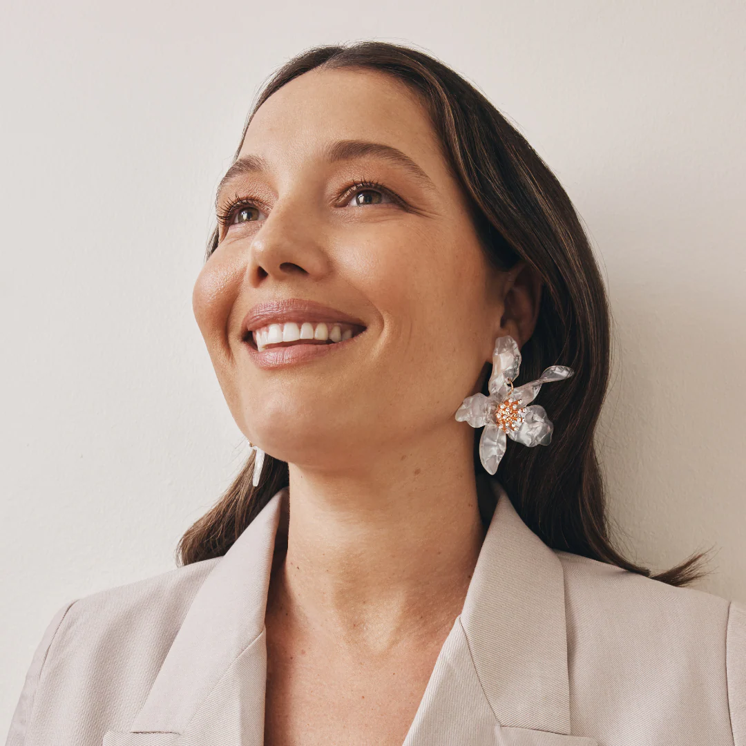 Fleur Statement Flower Earrings (White) - Image 6
