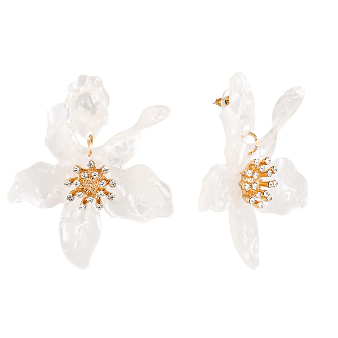 Fleur Statement Flower Earrings (White) - Image 7