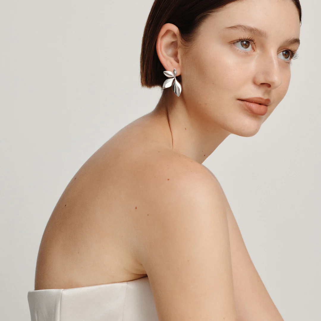 Flower Earrings - Silver - Image 3
