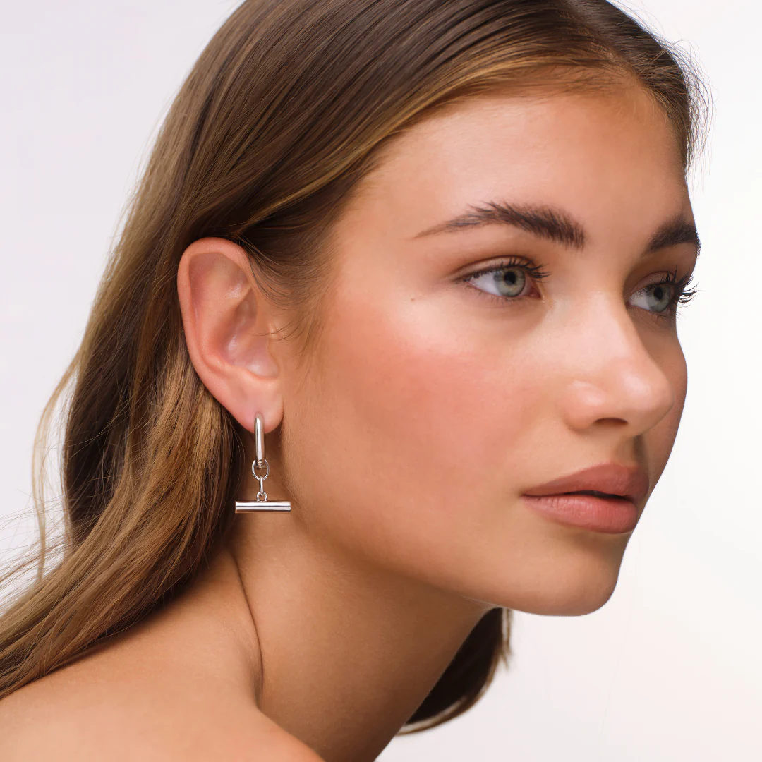 Halle Fob Earrings - Silver - Image 3