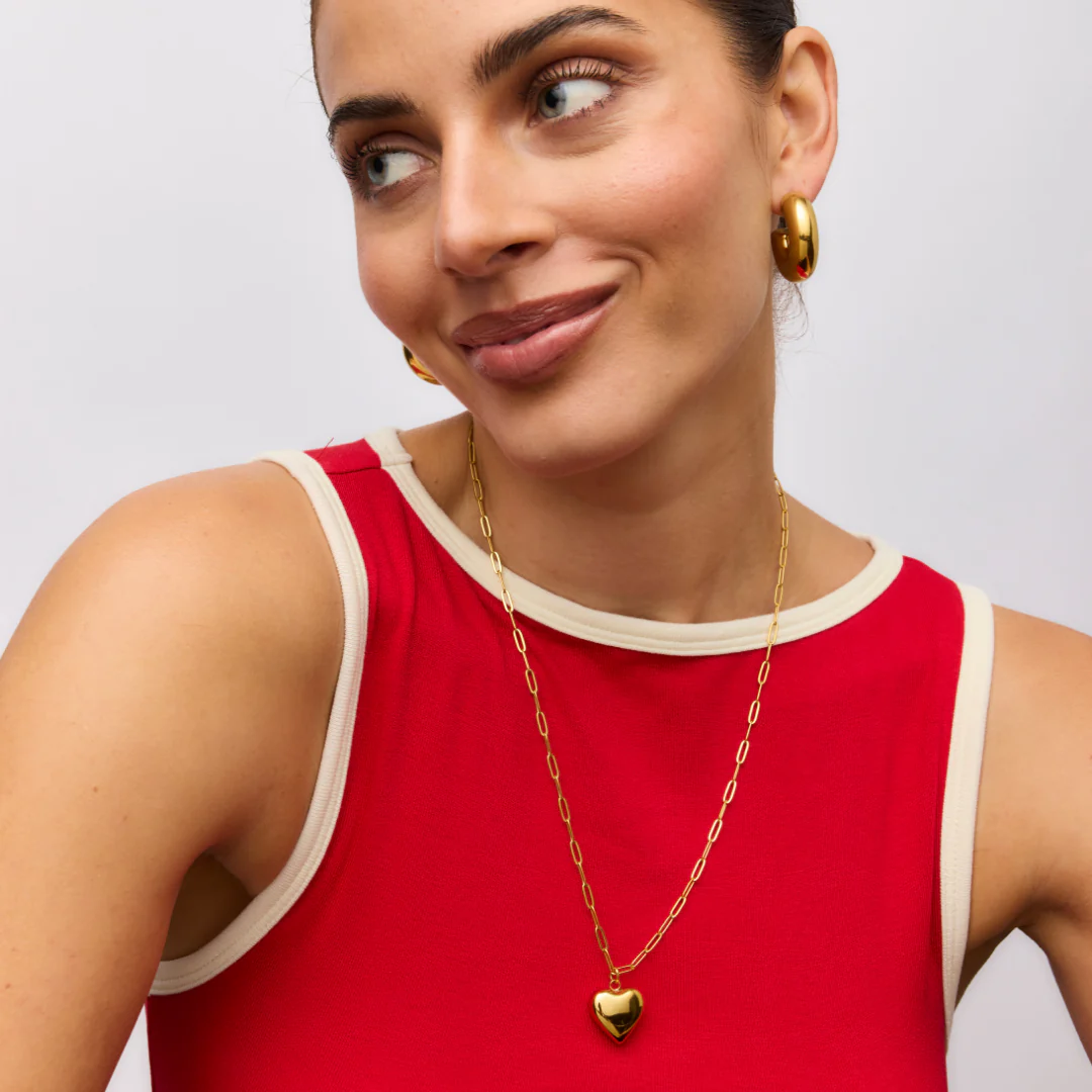 Ella Puffy Heart Necklace (Gold) - Image 4