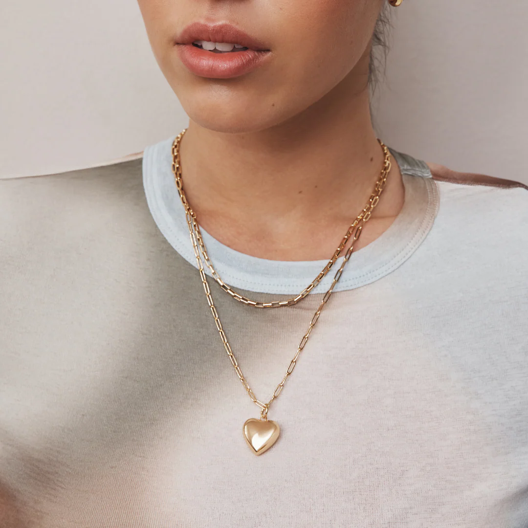 Ella Puffy Heart Necklace (Gold) - Image 6