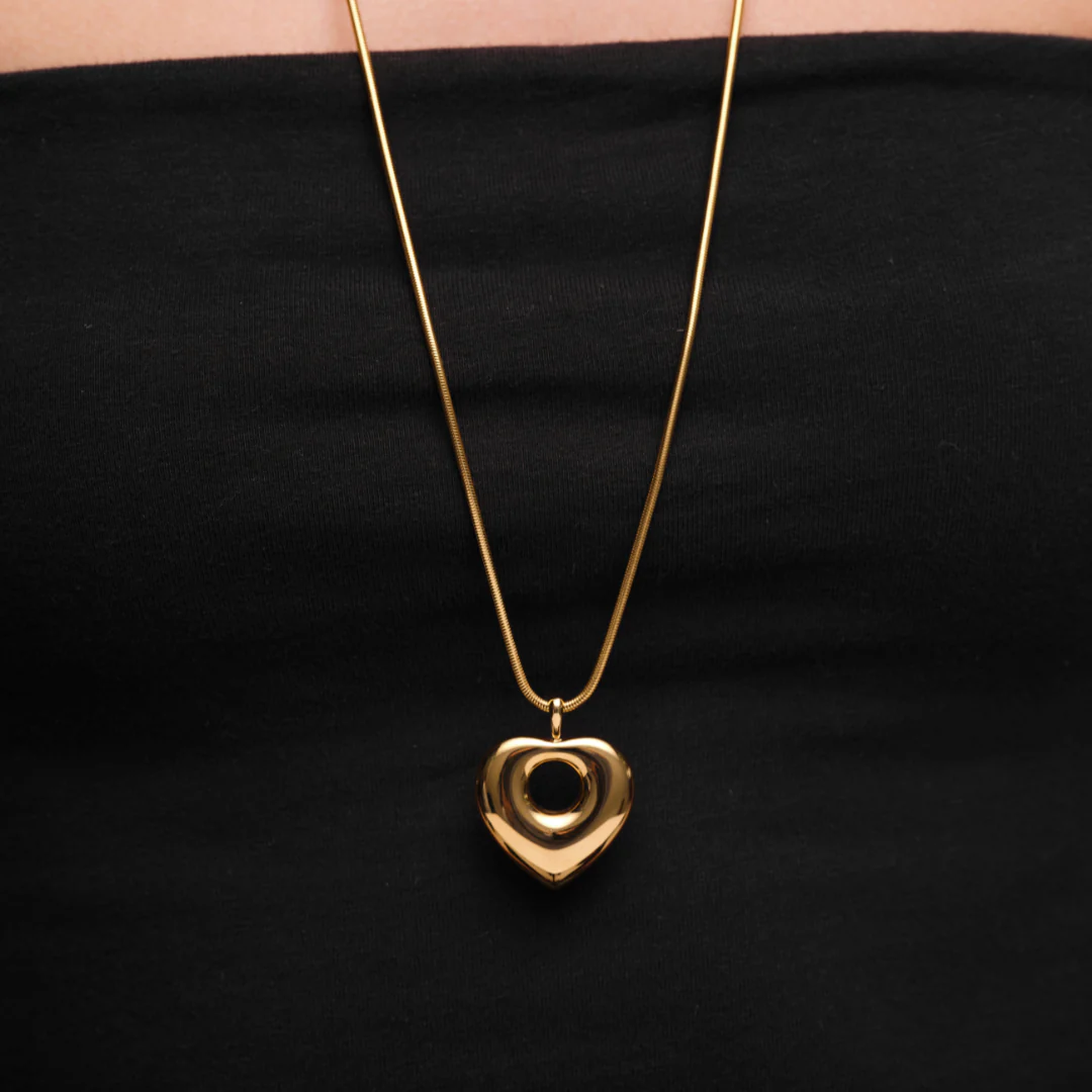 Lisa Puffy Heart Necklace (Gold & Silver) - Image 3