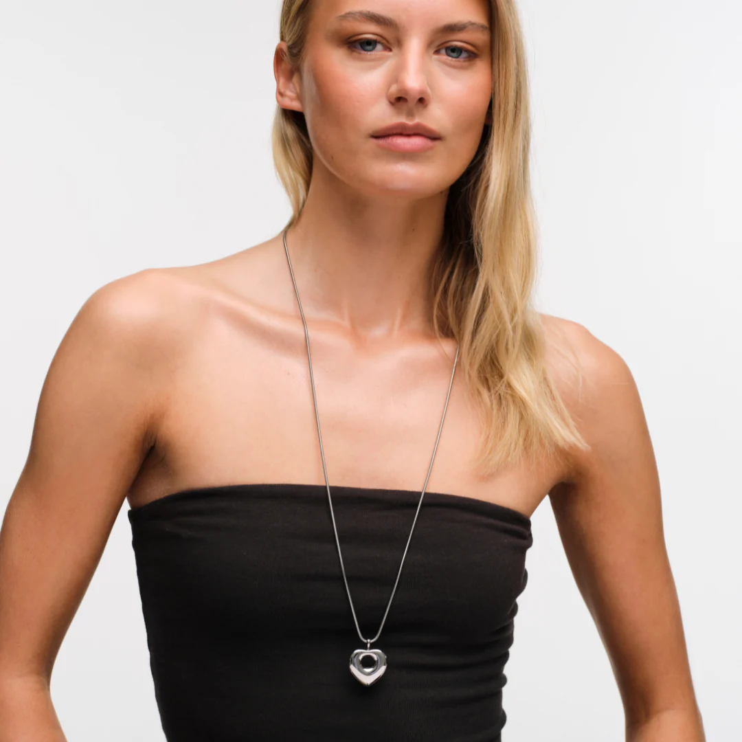 Lisa Puffy Heart Necklace (Gold & Silver) - Image 9