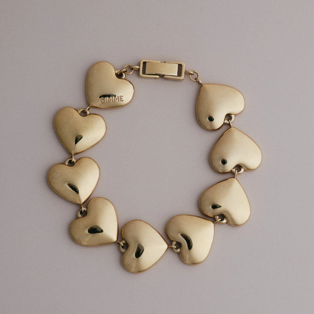 Lisa Puffy Heart Bracelet (Gold & Silver) - Image 4
