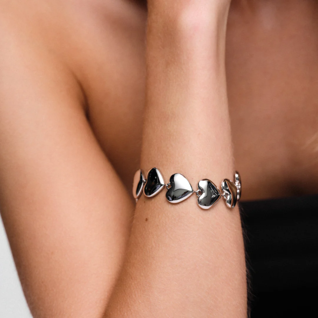 Lisa Puffy Heart Bracelet (Gold & Silver) - Image 9