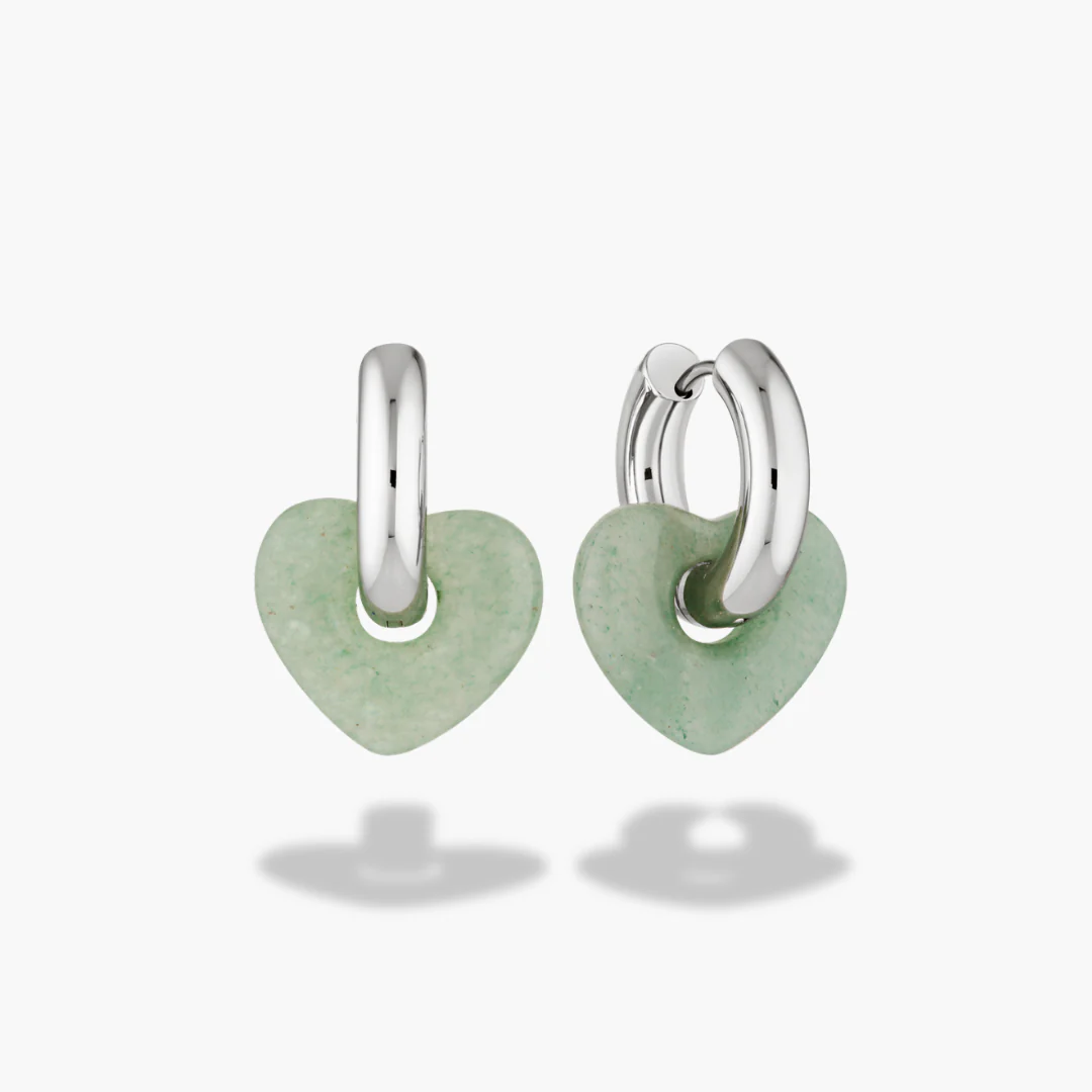 Lisa Puffy Heart Earrings (Natural Stones) - Image 4