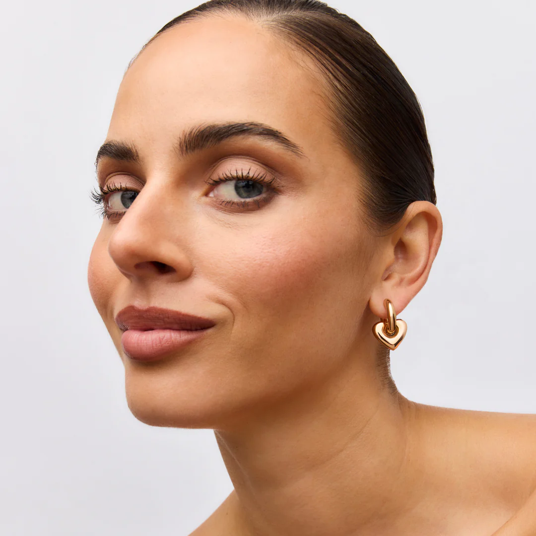 Lisa Puffy Heart Earrings - Rose Gold - Image 3