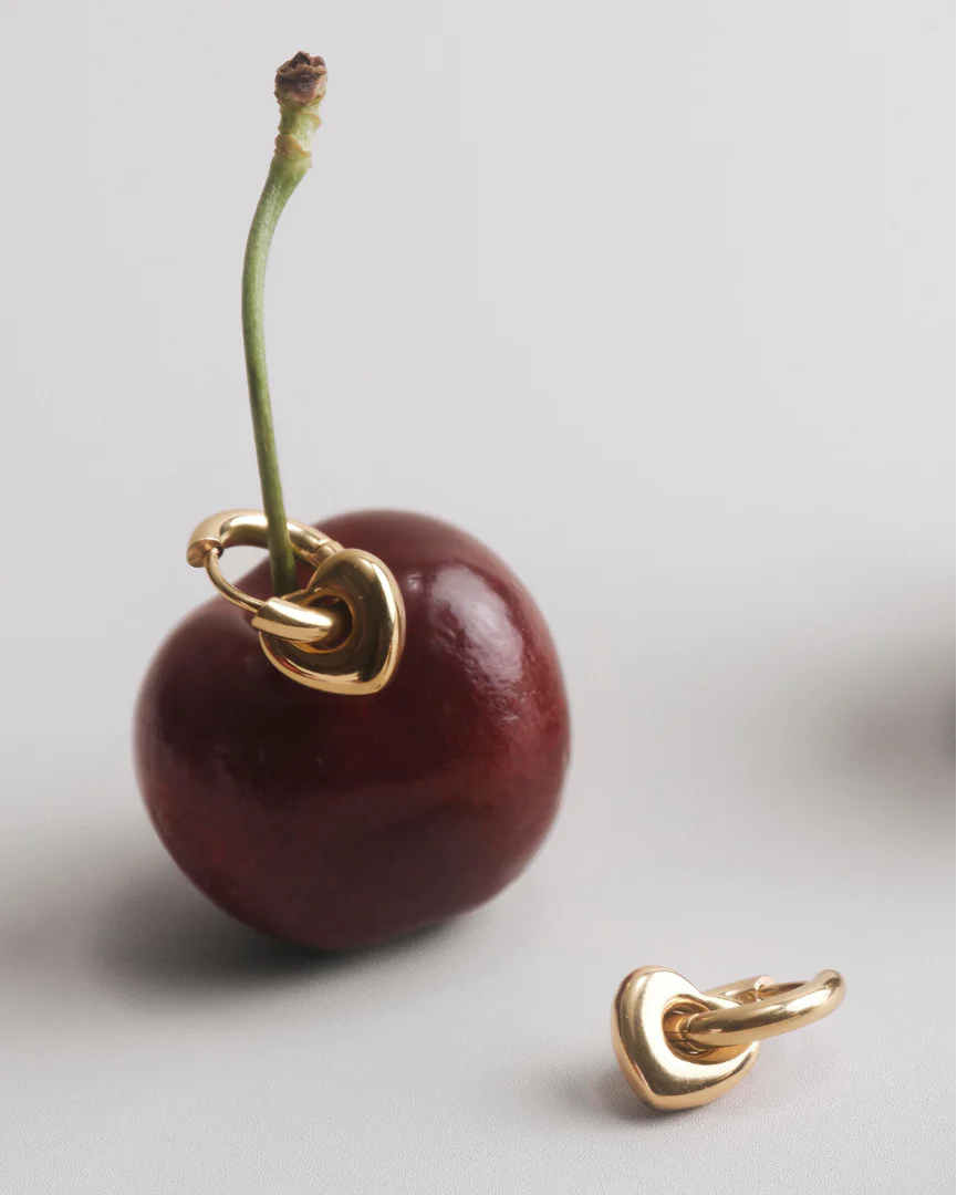 Lisa Puffy Heart Earrings (Mini) - Gold - Image 3