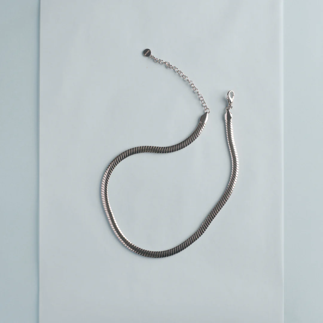 Dahna Herringbone Necklace - Silver - Image 4