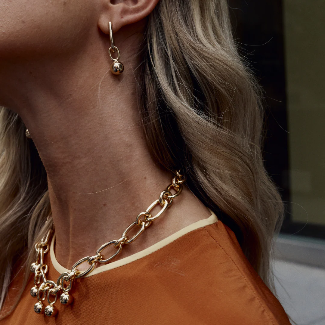 Sphere Hoop Earrings - Gold - Image 6
