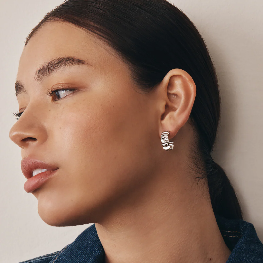 Poppy Wrinkle Earrings (Silver) - Image 5